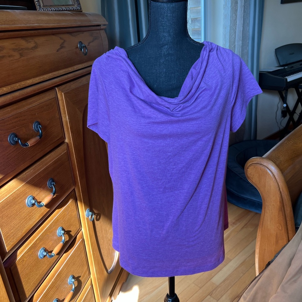 Title nine Purple Ruched Short Sleeve Blouse